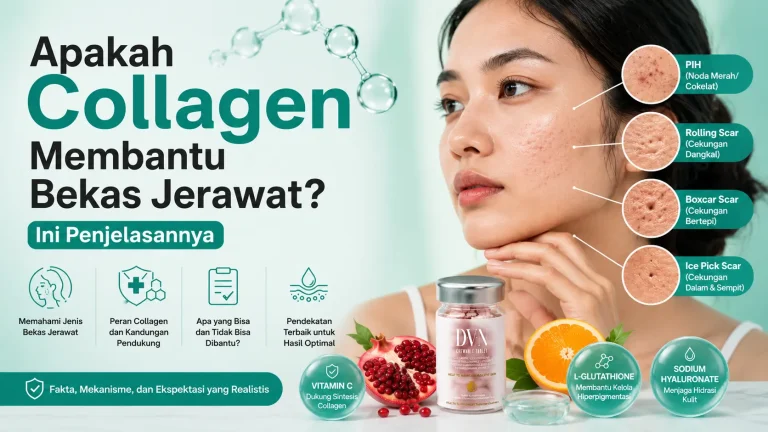ilustrasi perbandingan jenis bekas jerawat dan peran kolagen dalam pemulihan kulit
