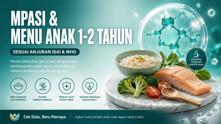 menu anak 1-2 tahun berisi nasi tim, ikan, tahu, dan sayur di piring