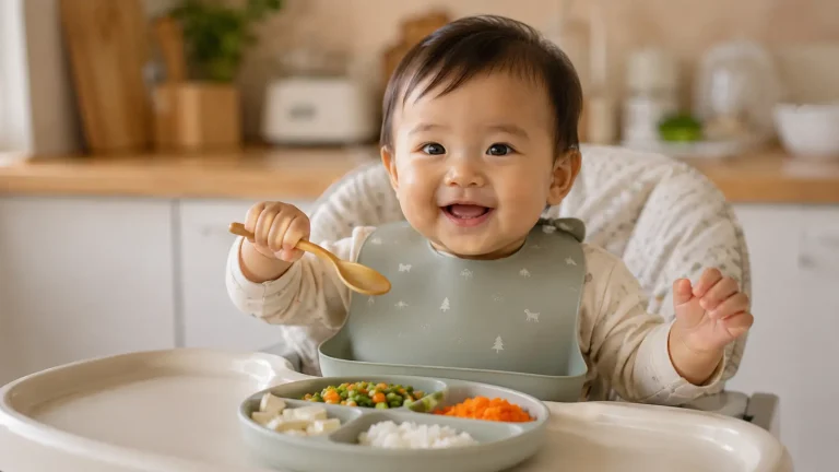 menu makan anak 1 tahun bergizi di piring bayi